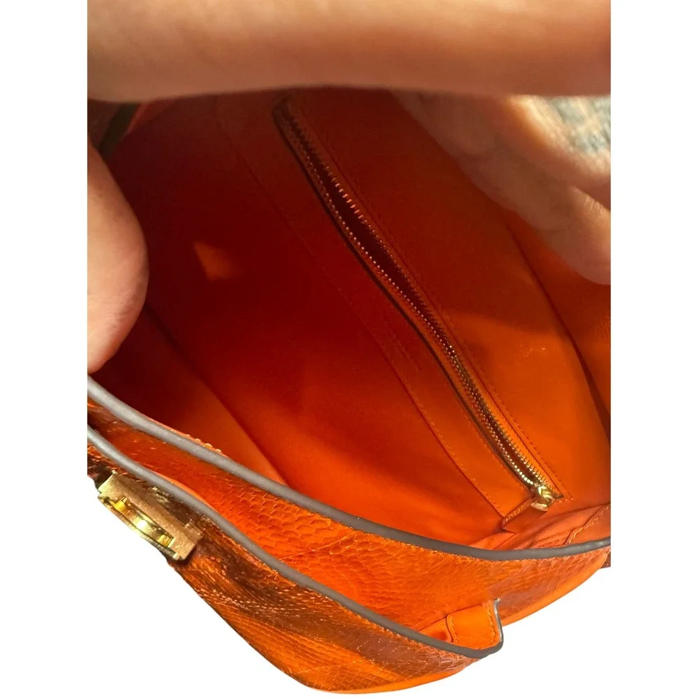 Tory Burch James Snake Large Saddle Bag Pomander Orange OS